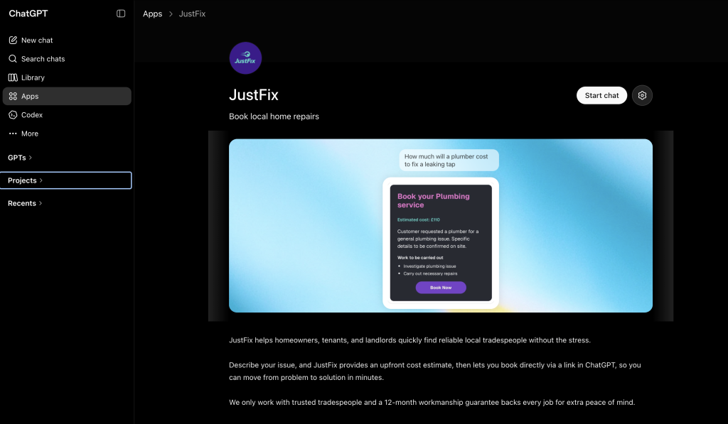 JustFix app on ChatGPT